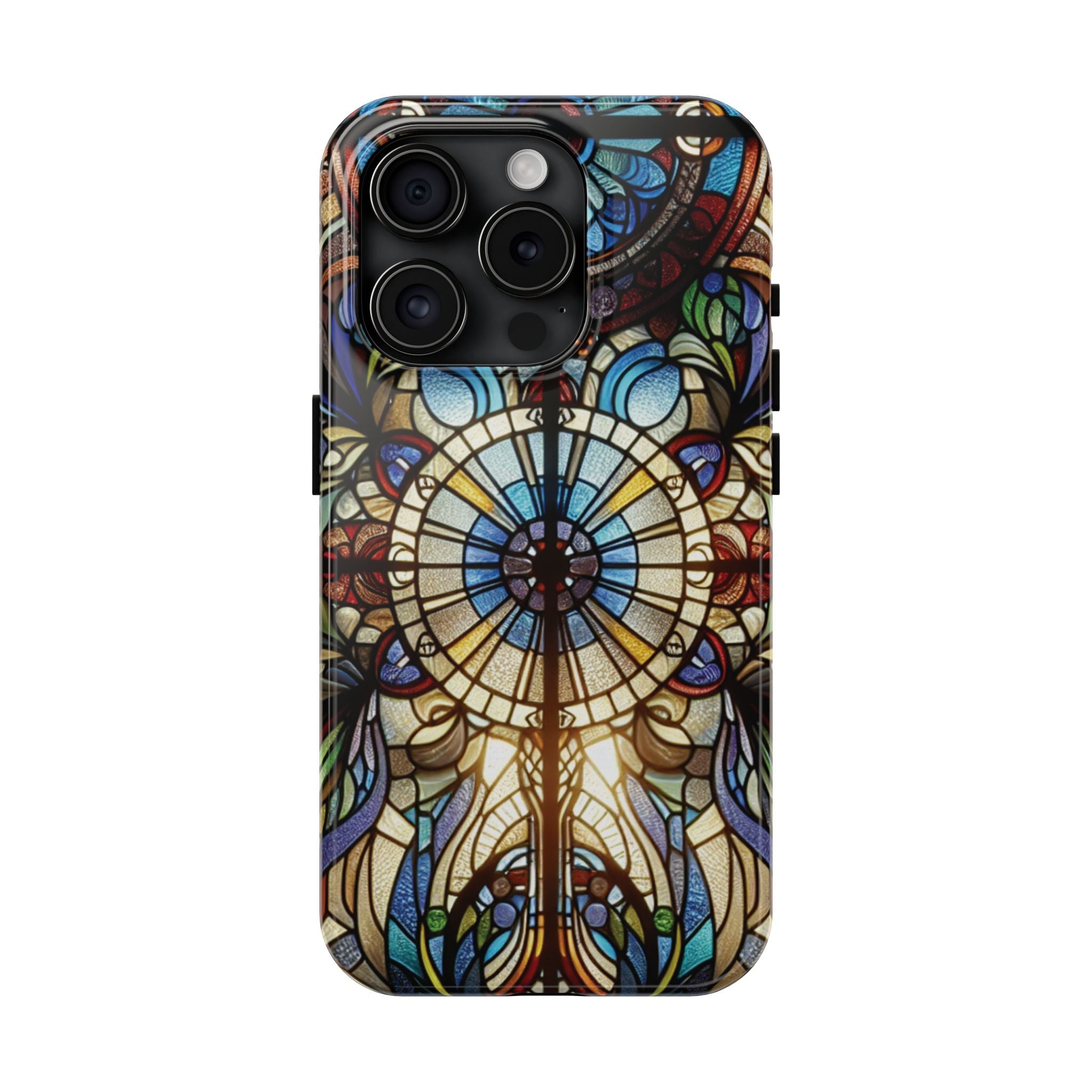 Stained Glass Mandala Tough Phone Case — Floral Vintage Art iPhone Cover