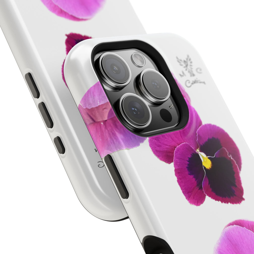 Pansy Blossom Magnetic Phone Case — Impact‑Resistant Floral iPhone Cover
