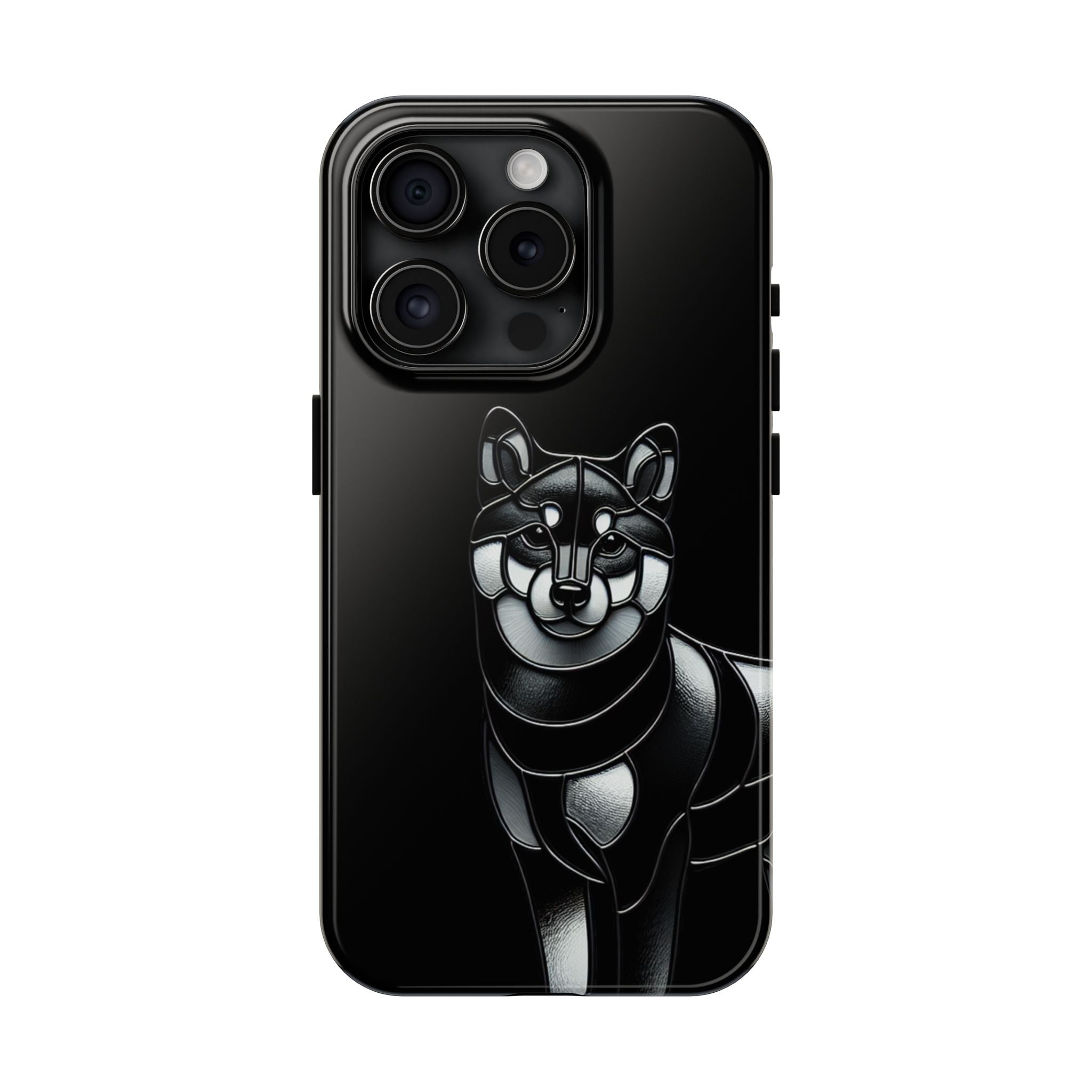 Wolf Silhouette Tough Phone Case — Black Geometric Wolf Protective Cover