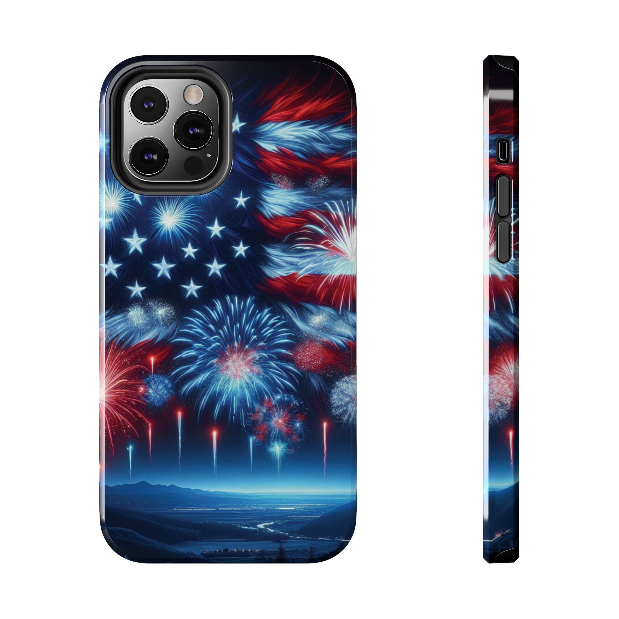 Patriotic Fireworks Phone Case, Independence Day, USA Pride, Tough Phone Cover, July 4th, Gift for Veterans