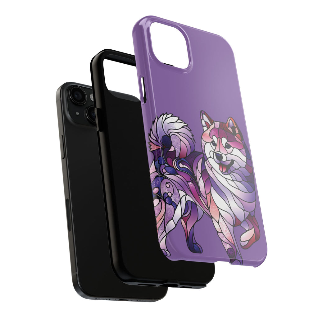 Purple Stained-Glass Shiba Inu Tough Phone Case — Protective Artistic Phone Cover