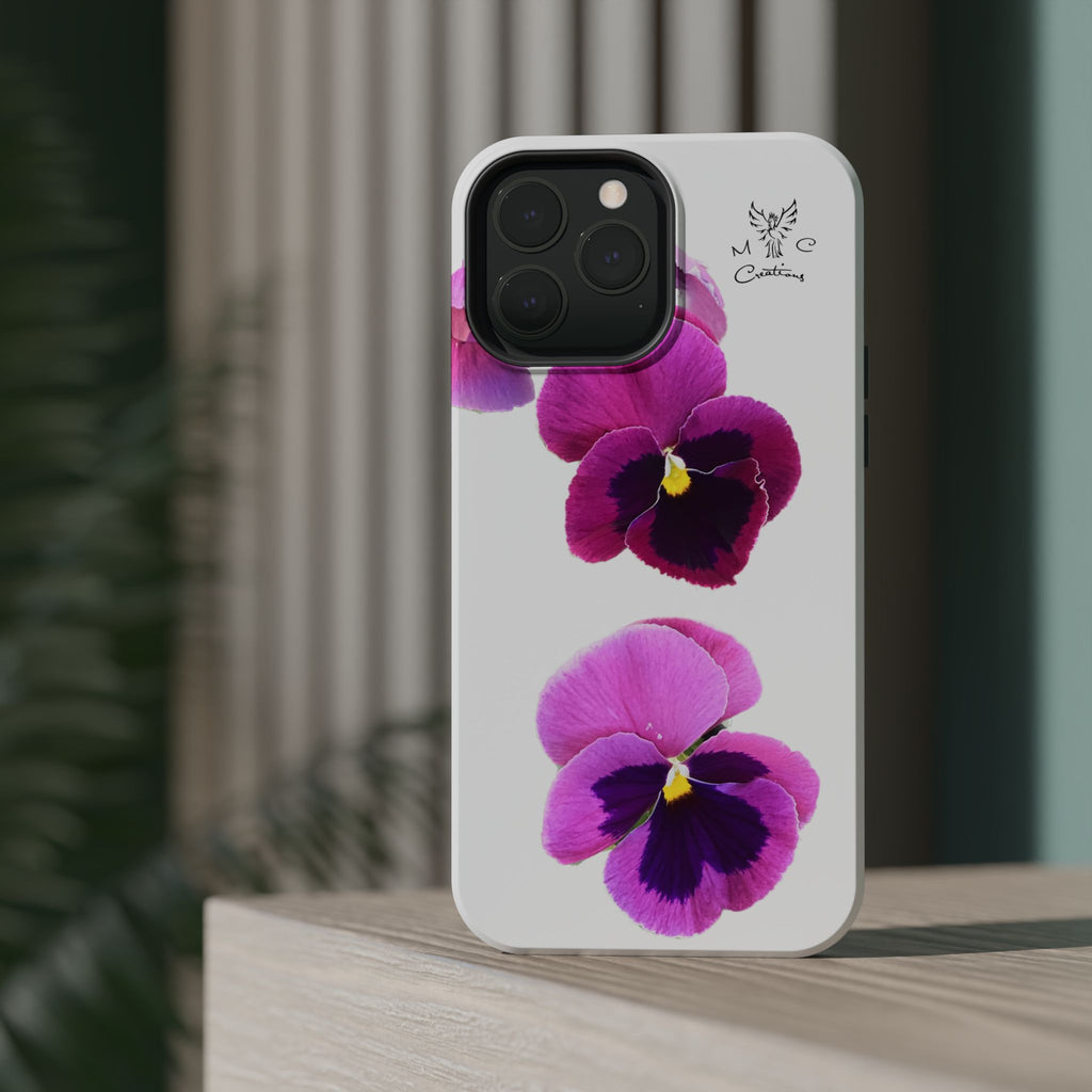 Pansy Blossom Magnetic Phone Case — Impact‑Resistant Floral iPhone Cover