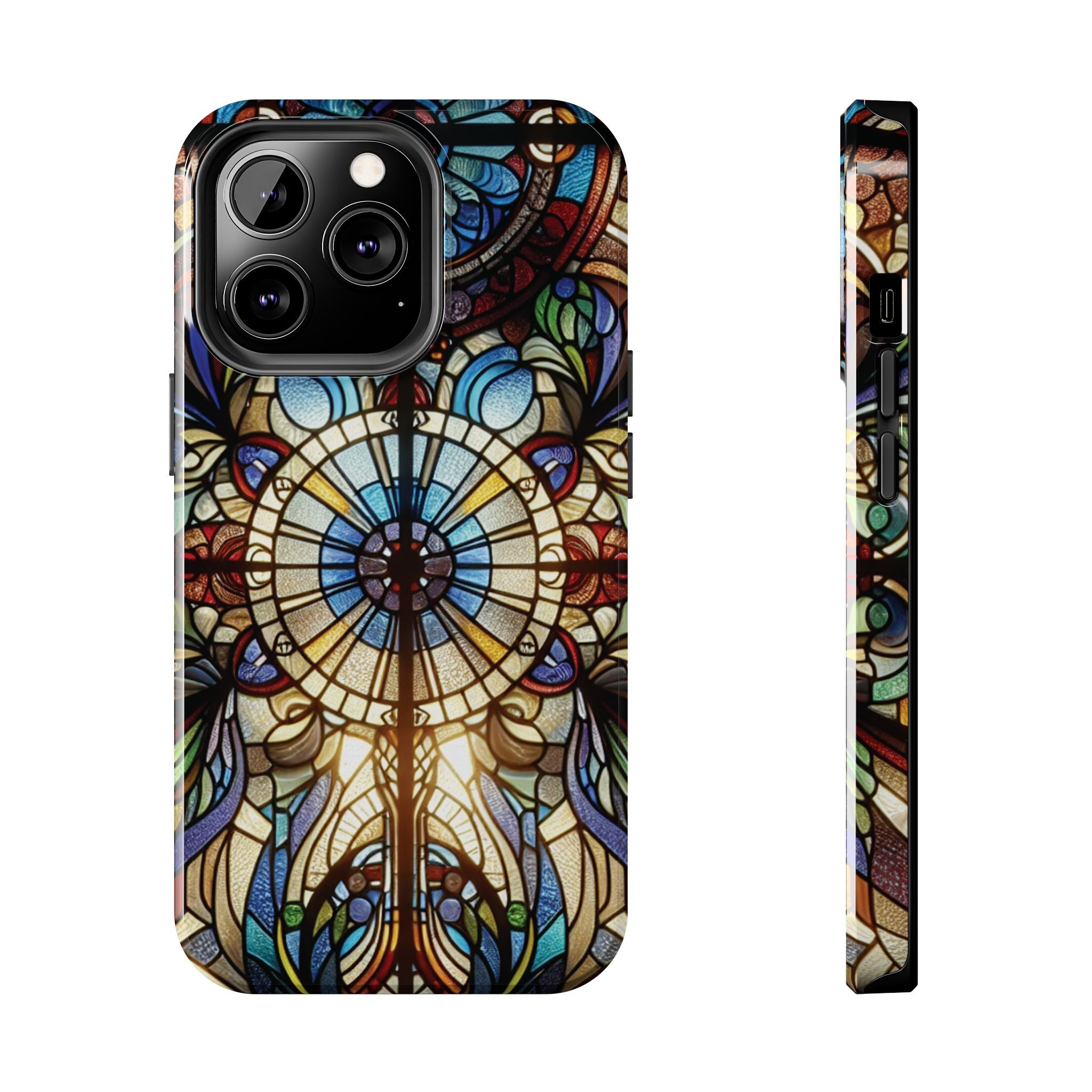 Stained Glass Mandala Tough Phone Case — Floral Vintage Art iPhone Cover