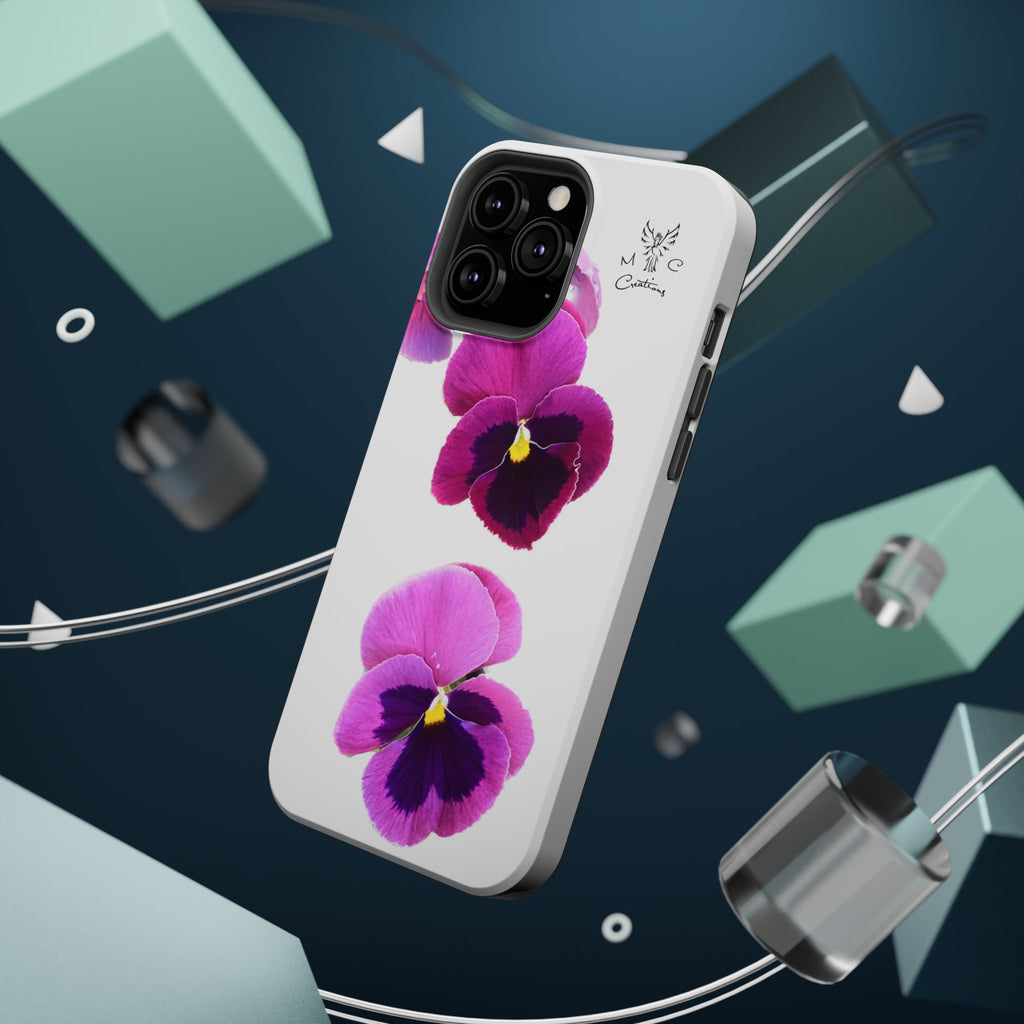 Pansy Blossom Magnetic Phone Case — Impact‑Resistant Floral iPhone Cover