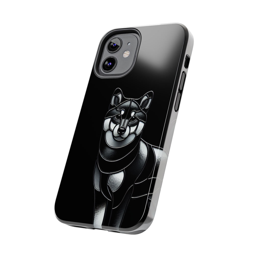 Wolf Silhouette Tough Phone Case — Black Geometric Wolf Protective Cover