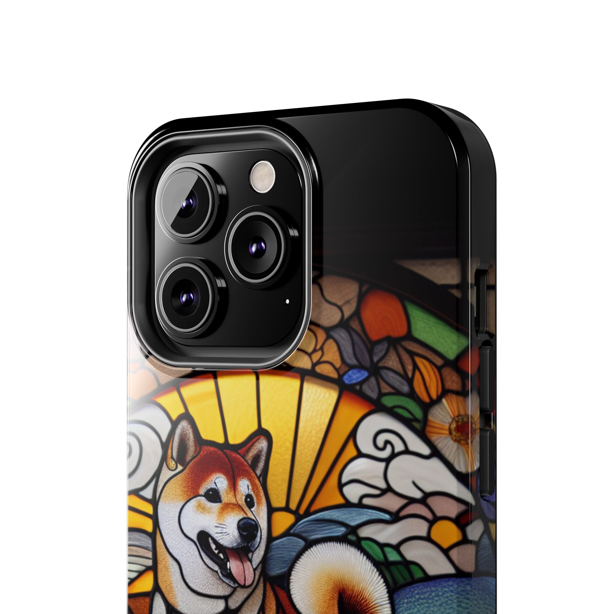 Shiba Inu Stained-Glass Tough Phone Case — Durable Protective Dog Art Cover