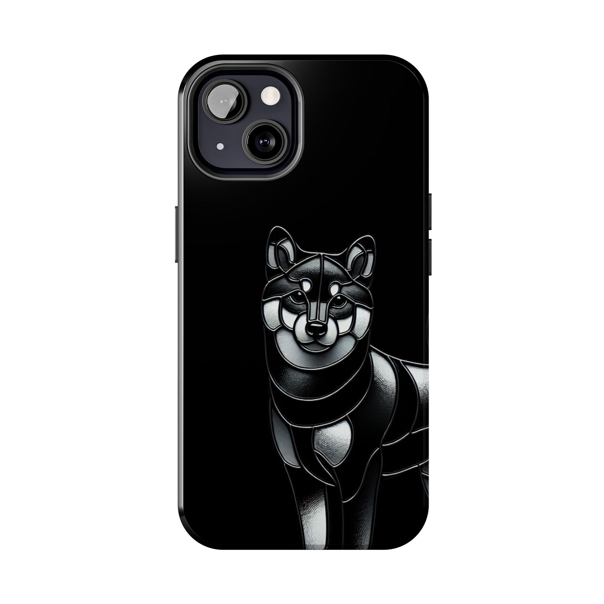 Wolf Silhouette Tough Phone Case — Black Geometric Wolf Protective Cover