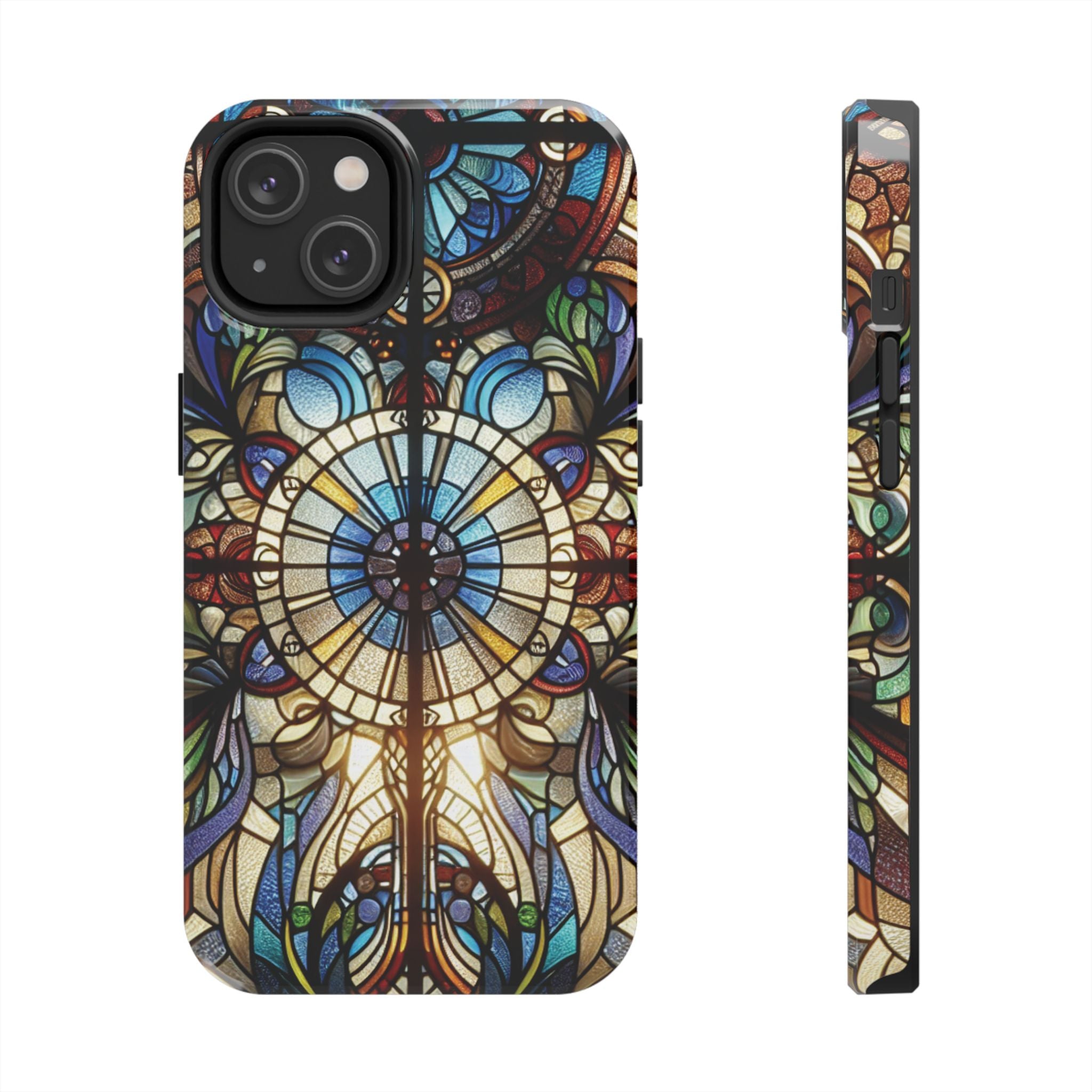 Stained Glass Mandala Tough Phone Case — Floral Vintage Art iPhone Cover