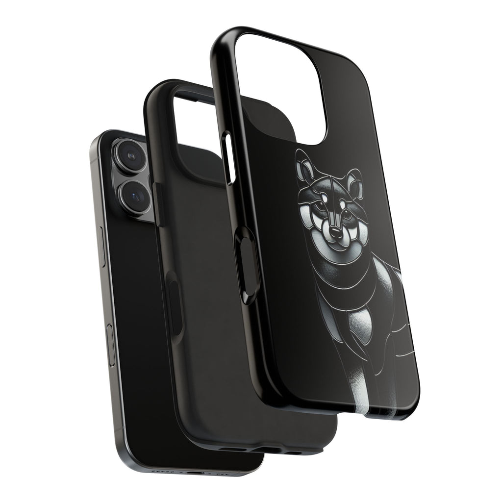 Wolf Silhouette Tough Phone Case — Black Geometric Wolf Protective Cover