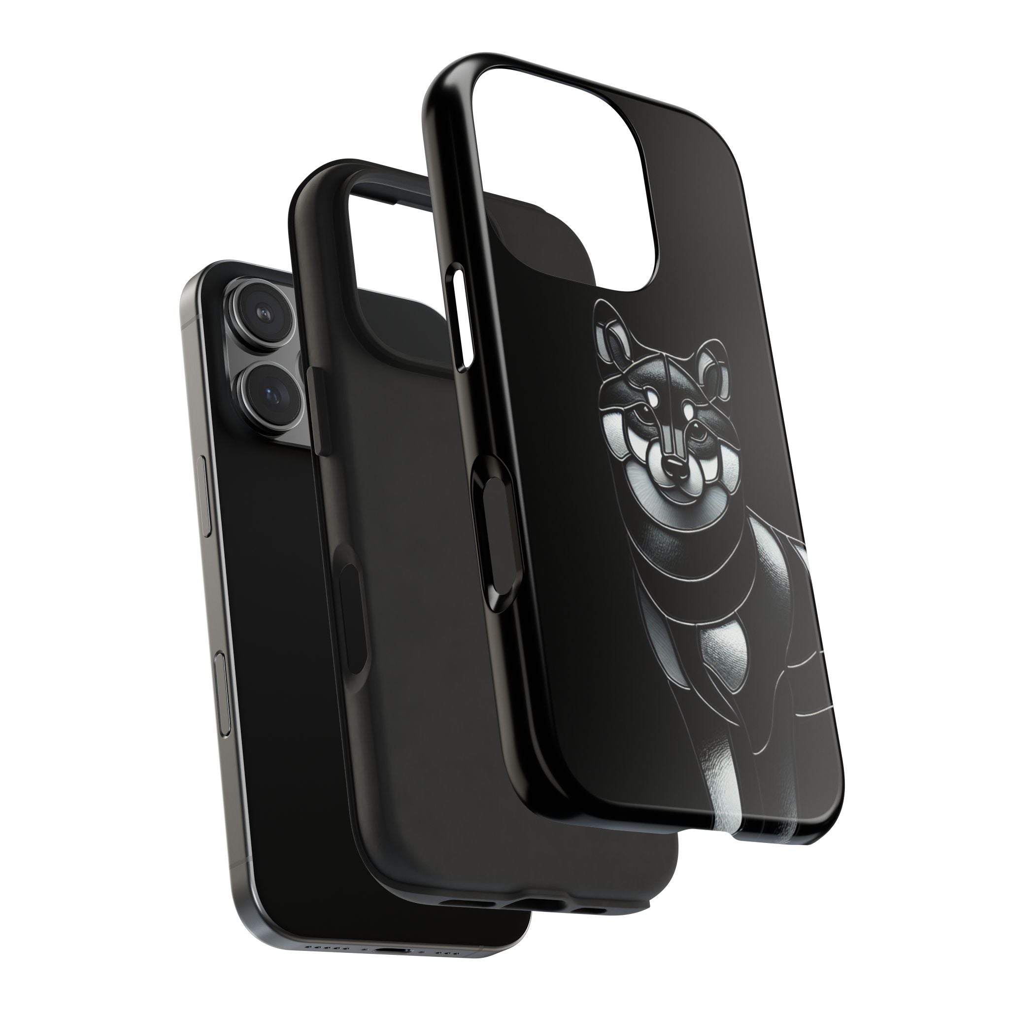 Wolf Silhouette Tough Phone Case — Black Geometric Wolf Protective Cover