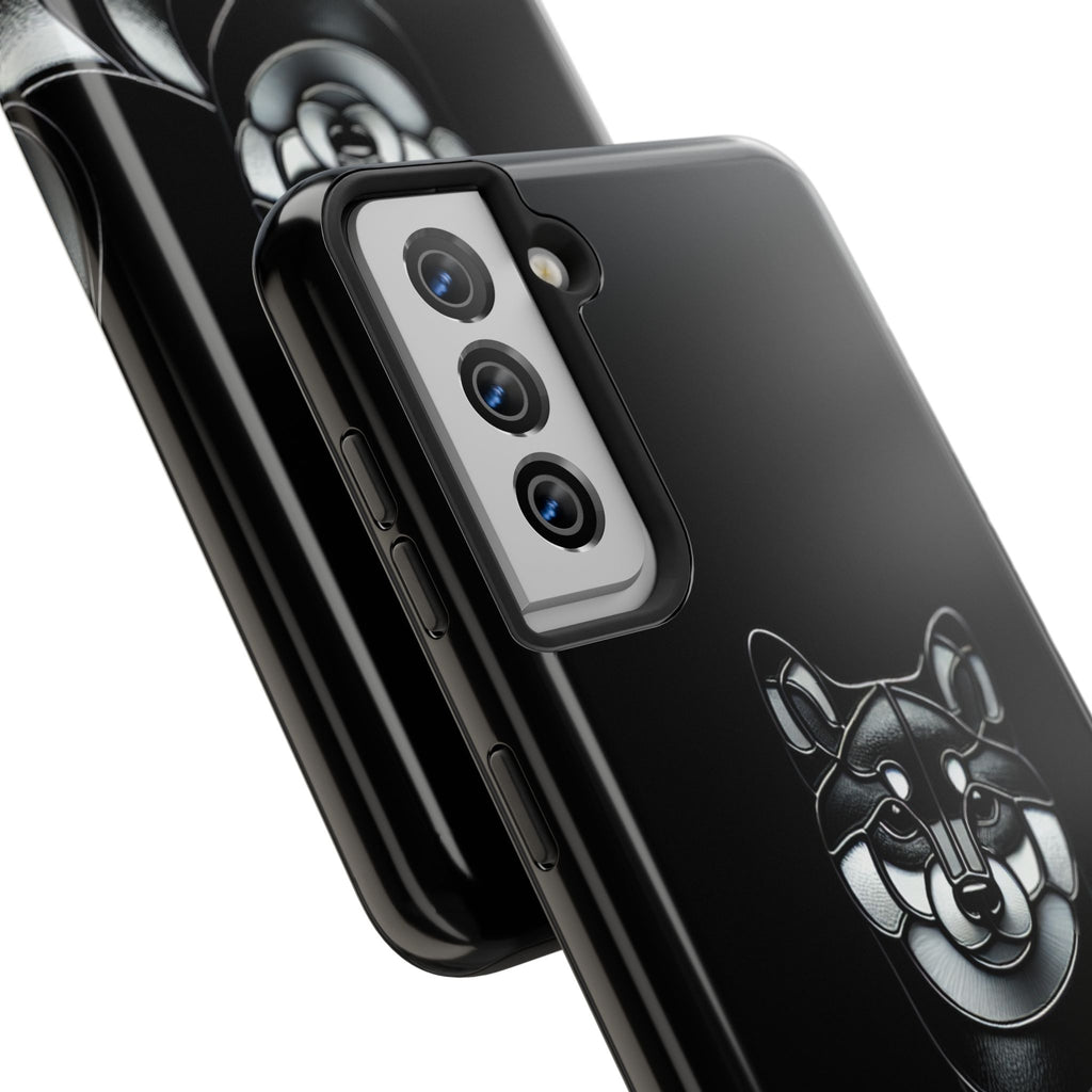 Wolf Silhouette Tough Phone Case — Black Geometric Wolf Protective Cover