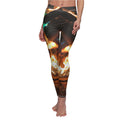 Flame Pattern Women's Leggings — Vibrant Fire & Teal Flame All-Over Print