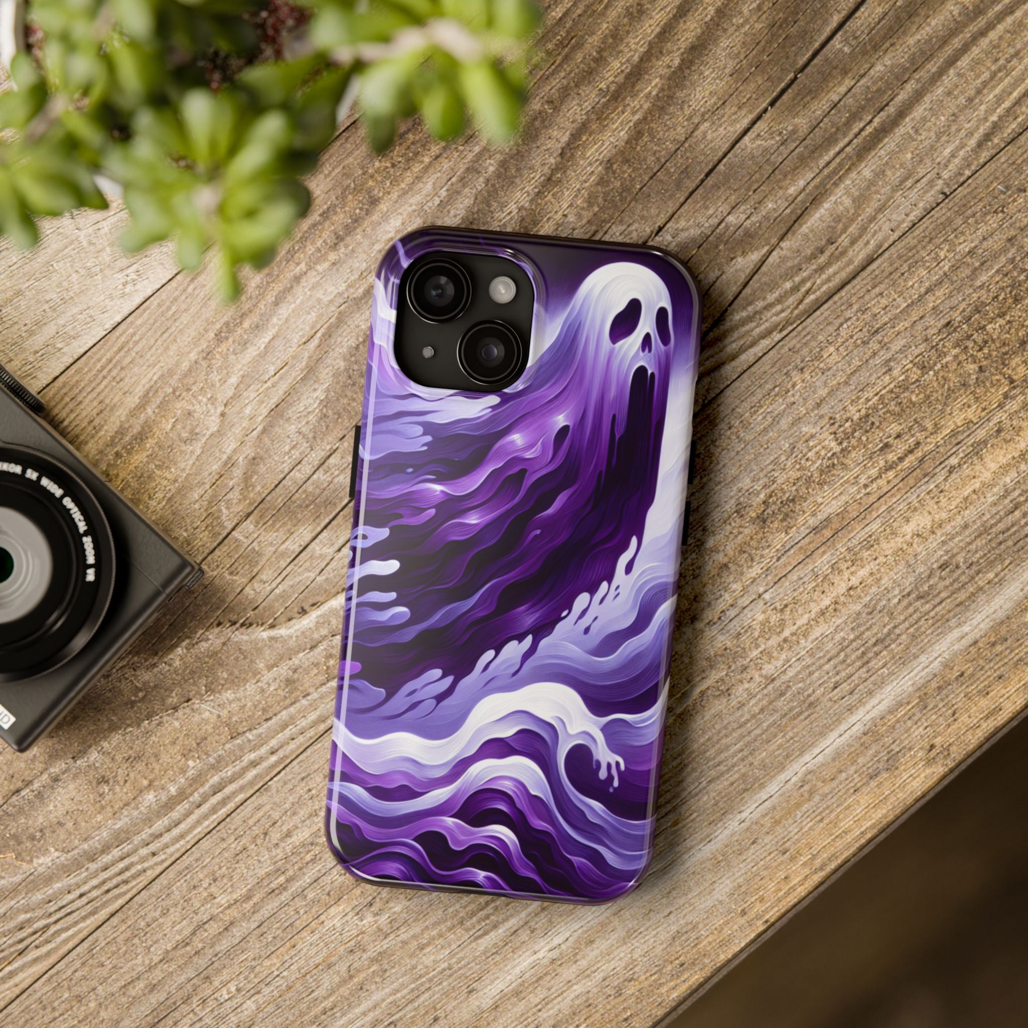 Purple wavey ghosts! - Tough Phone Cases