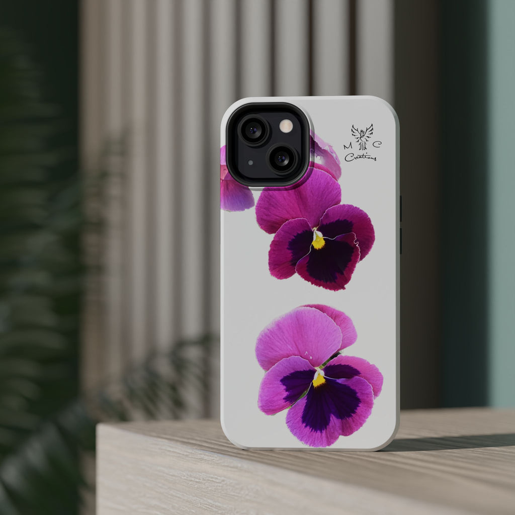 Pansy Blossom Magnetic Phone Case — Impact‑Resistant Floral iPhone Cover