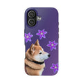 Shiba Inu Floral Tough Phone Case — Purple Dog Phone Cover with Pink Flowers