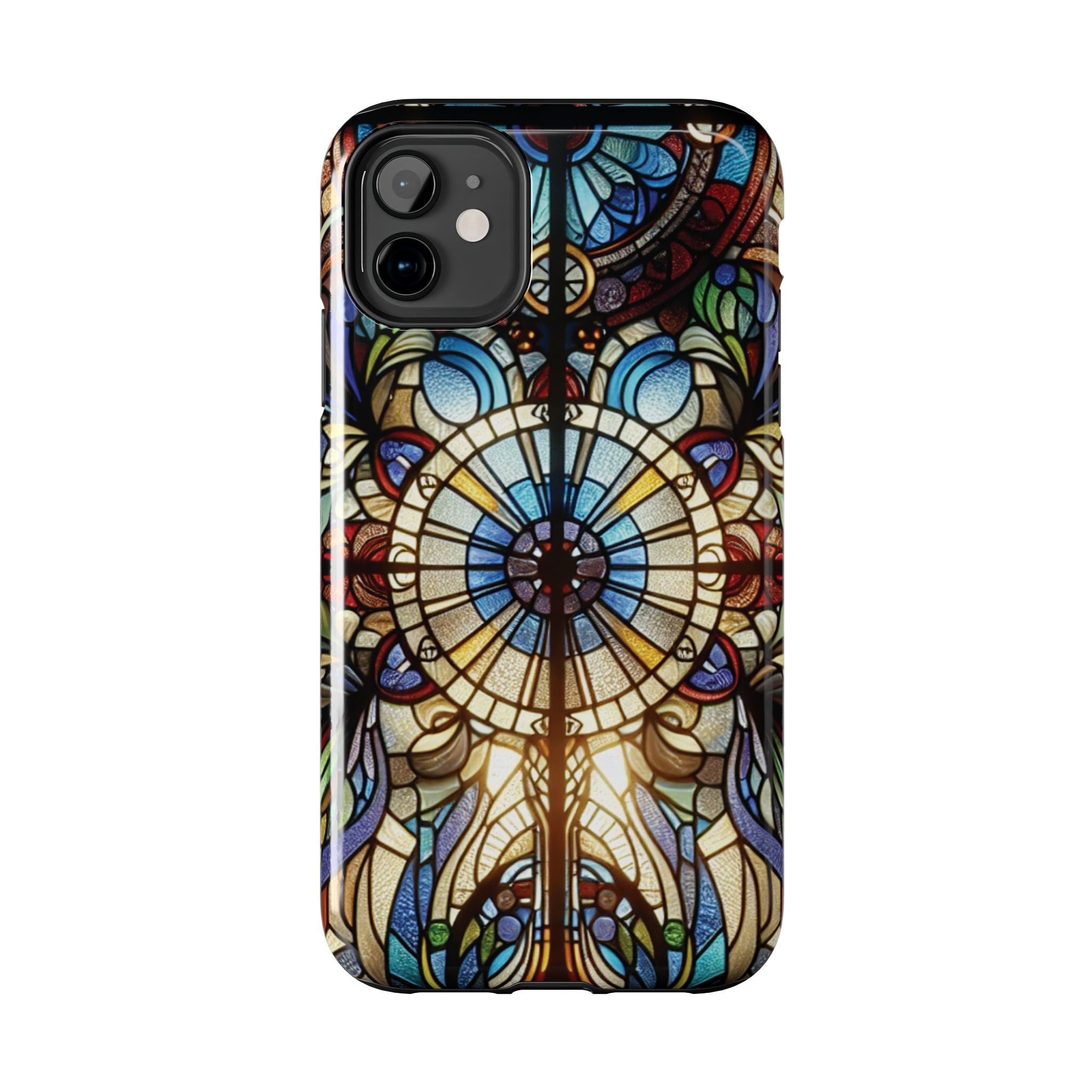 Stained Glass Mandala Tough Phone Case — Floral Vintage Art iPhone Cover