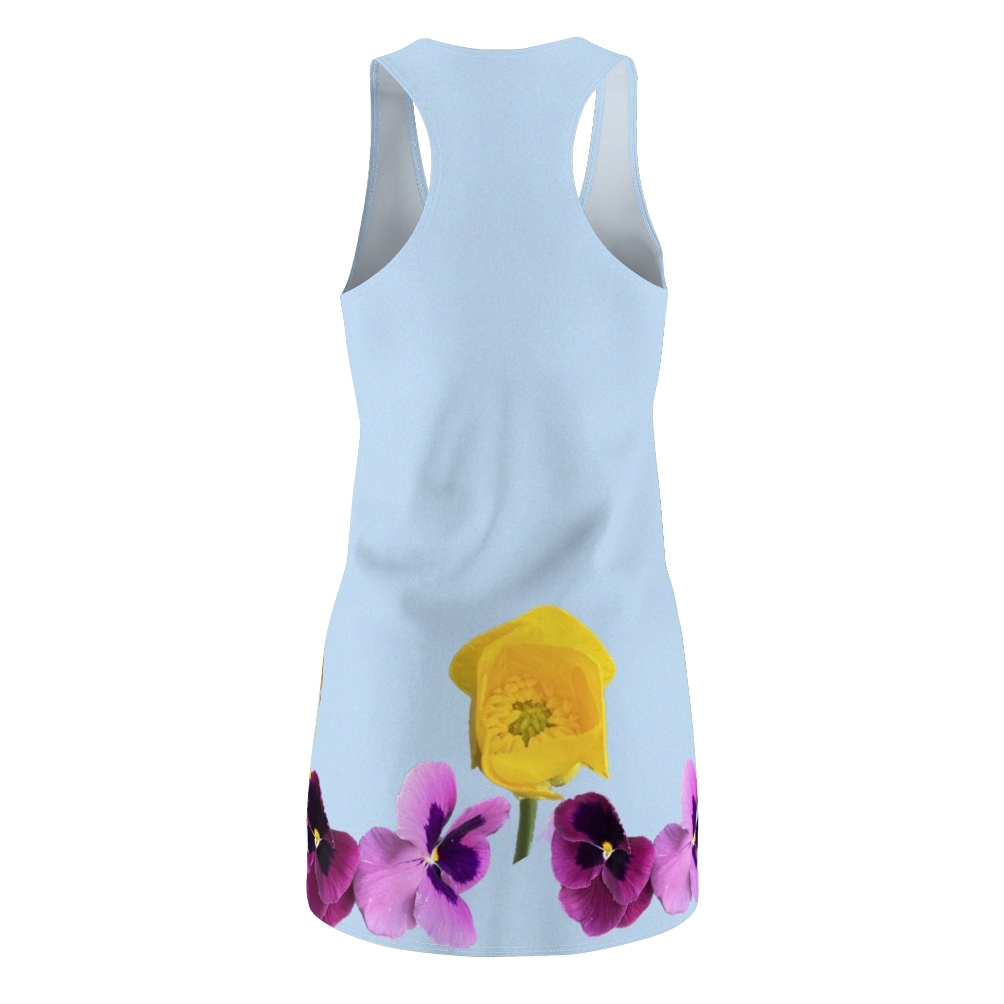 Floral Racerback Dress — Yellow Narcissus & Purple Pansy Print