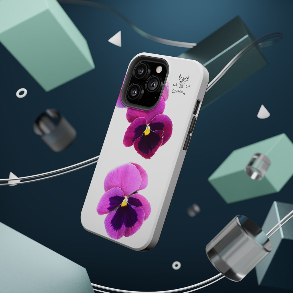 Pansy Blossom Magnetic Phone Case — Impact‑Resistant Floral iPhone Cover