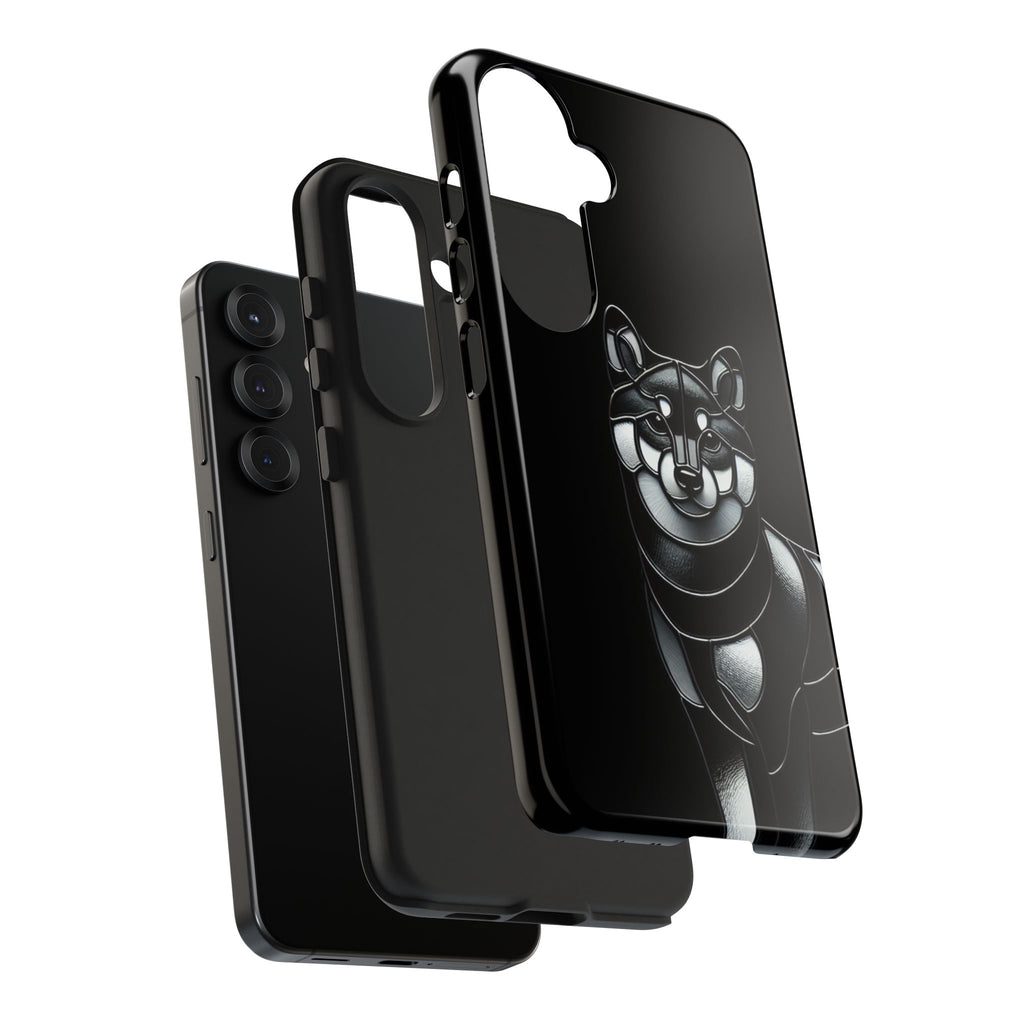 Wolf Silhouette Tough Phone Case — Black Geometric Wolf Protective Cover