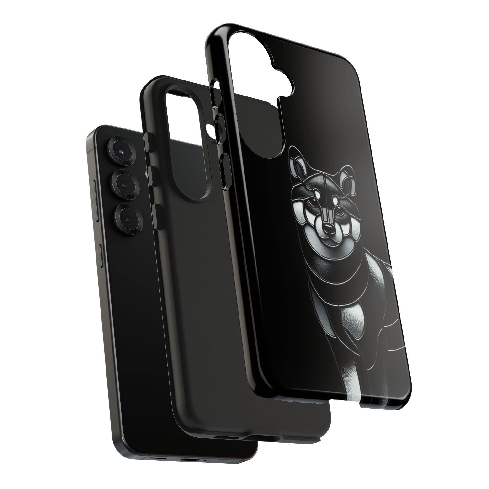 Wolf Silhouette Tough Phone Case — Black Geometric Wolf Protective Cover