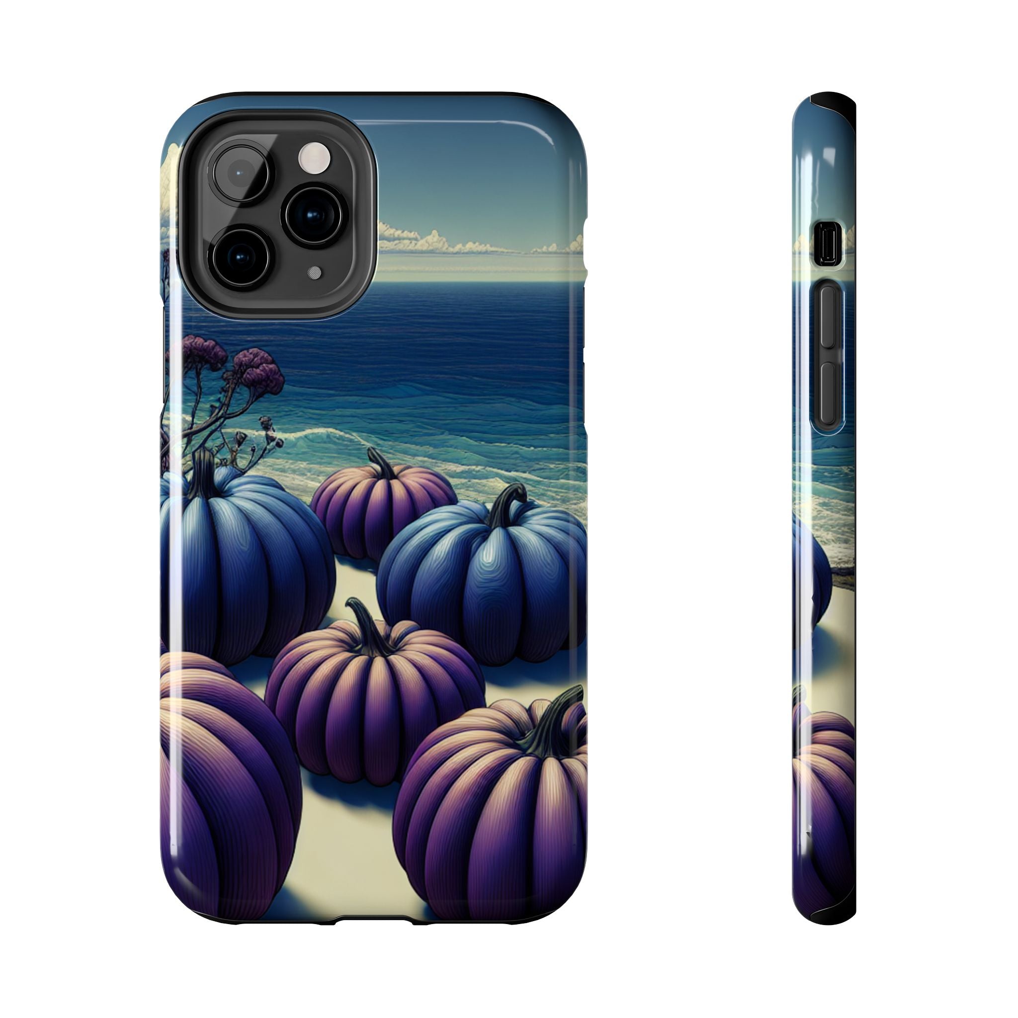 Blue Pumpkin Beach Tough Phone Case — Coastal Halloween Fall iPhone Cover