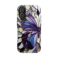 Purple Stained Glass Butterfly Tough Phone Case — Impact-Resistant Floral Phone Cover