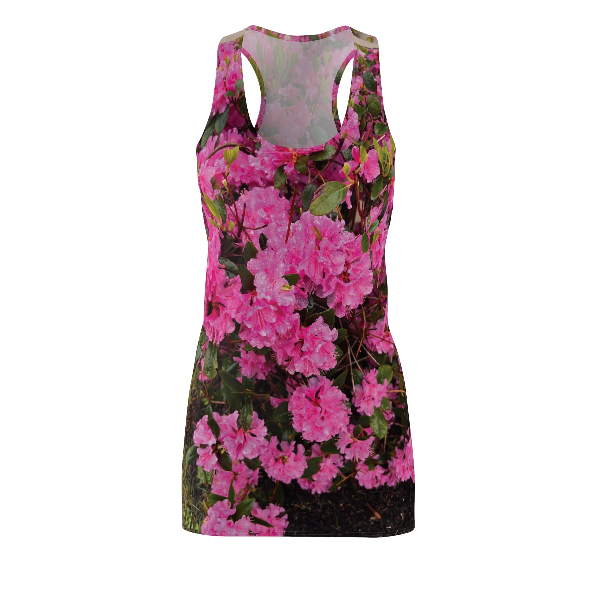Pink Azalea Floral Racerback Dress — All-Over-Print Summer Sundress