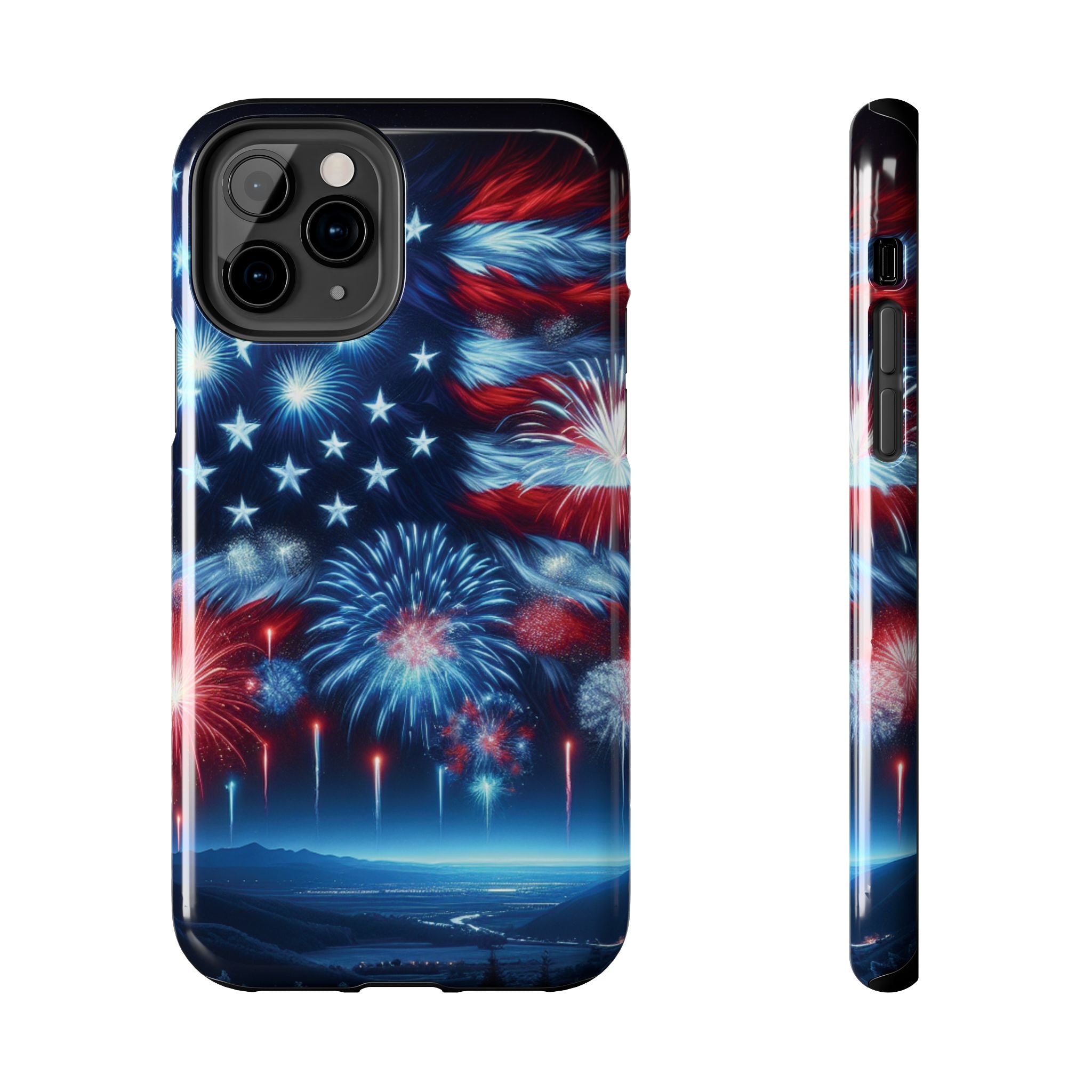 Patriotic Fireworks Phone Case, Independence Day, USA Pride, Tough Phone Cover, July 4th, Gift for Veterans