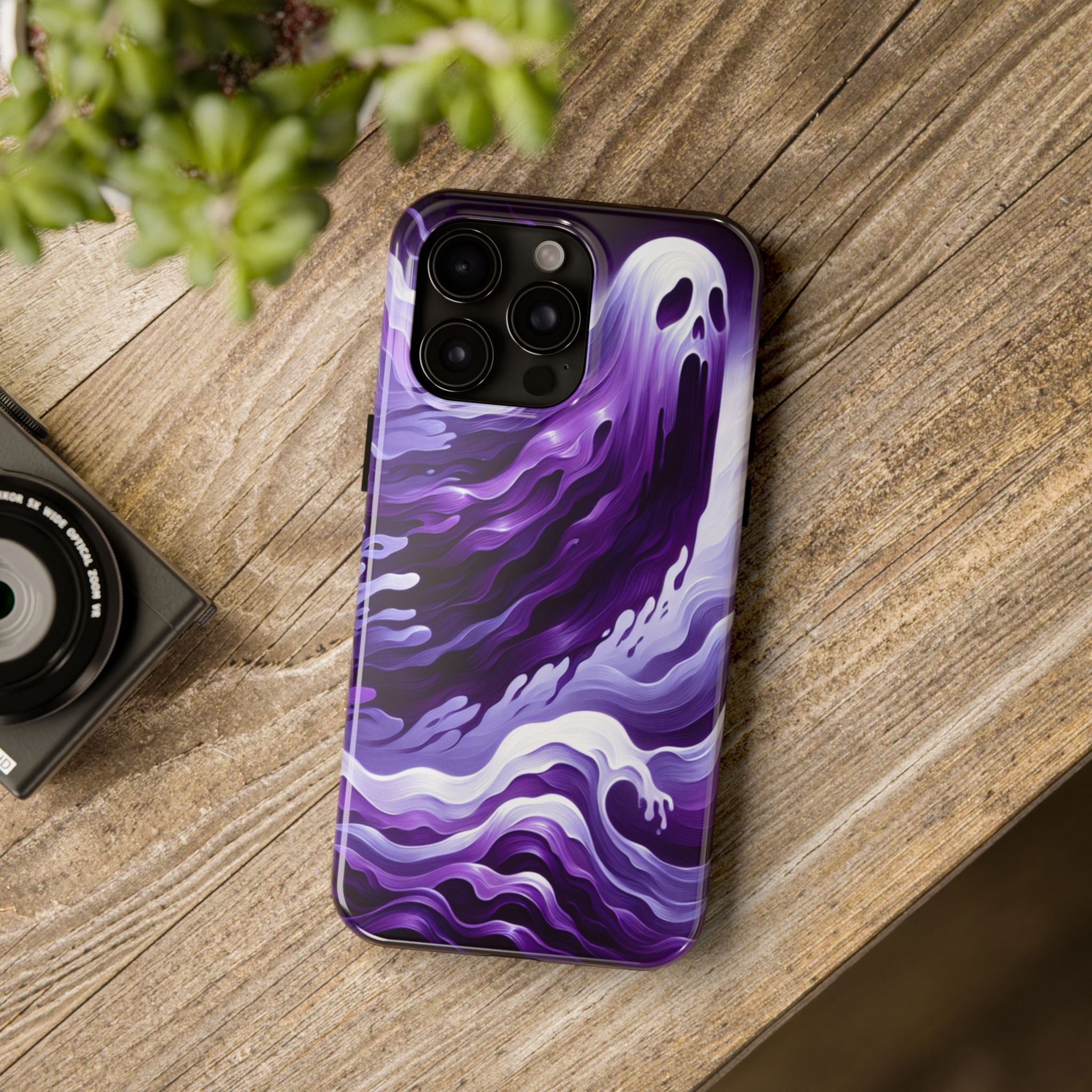 Purple wavey ghosts! - Tough Phone Cases