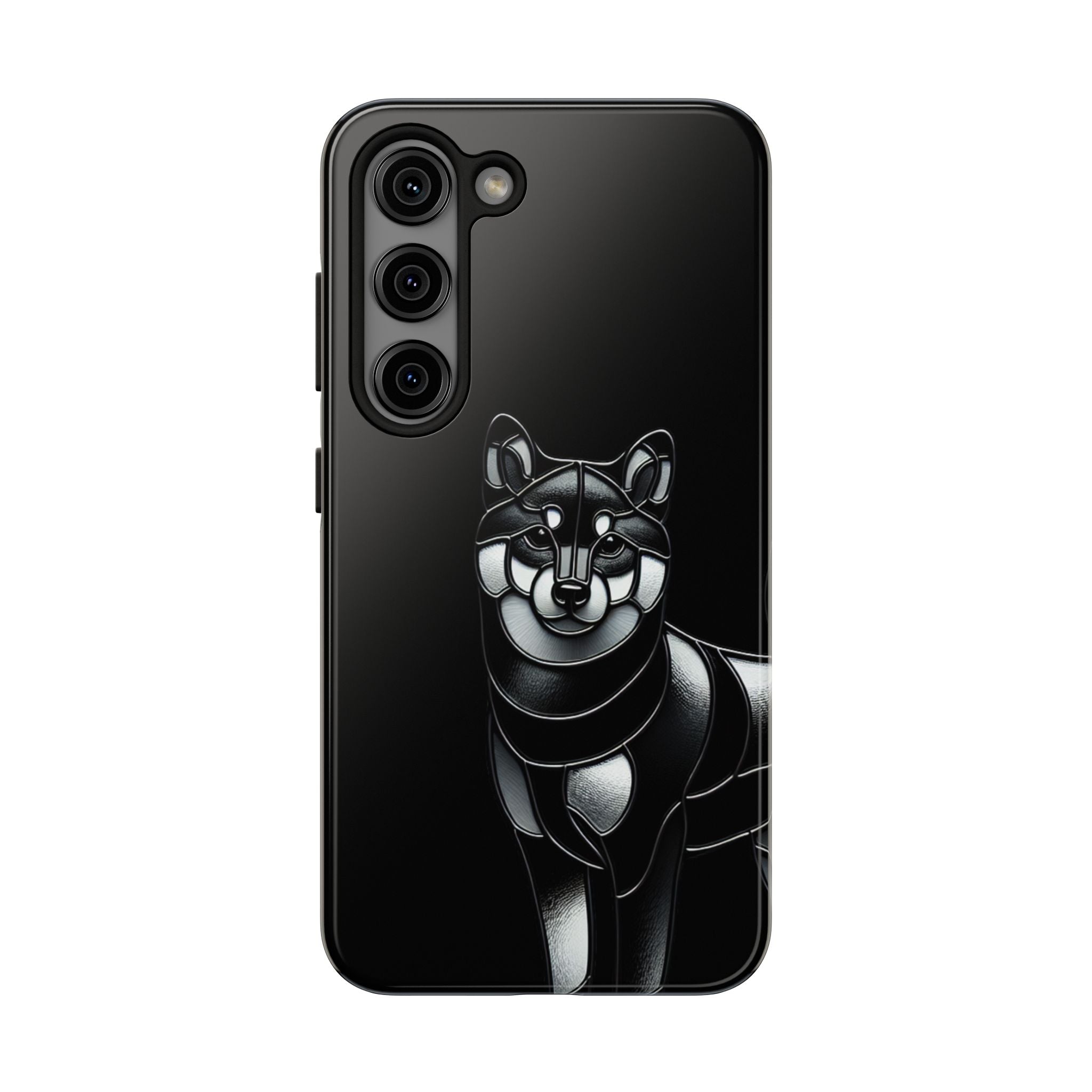 Wolf Silhouette Tough Phone Case — Black Geometric Wolf Protective Cover