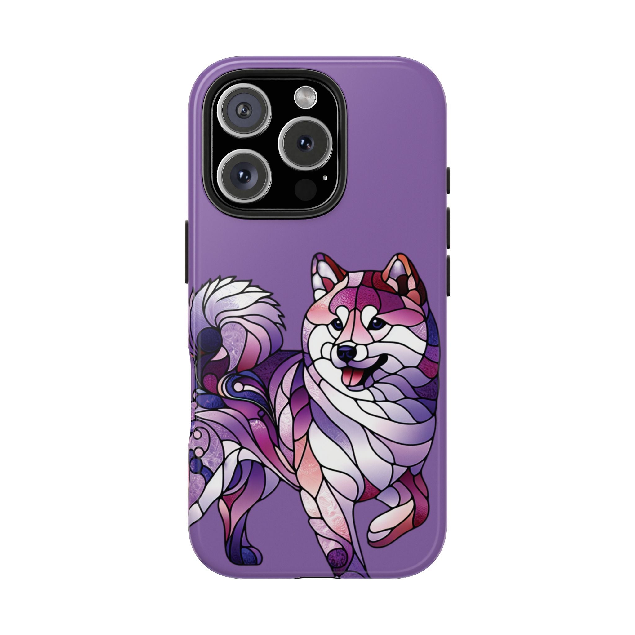 Purple Stained-Glass Shiba Inu Tough Phone Case — Protective Artistic Phone Cover