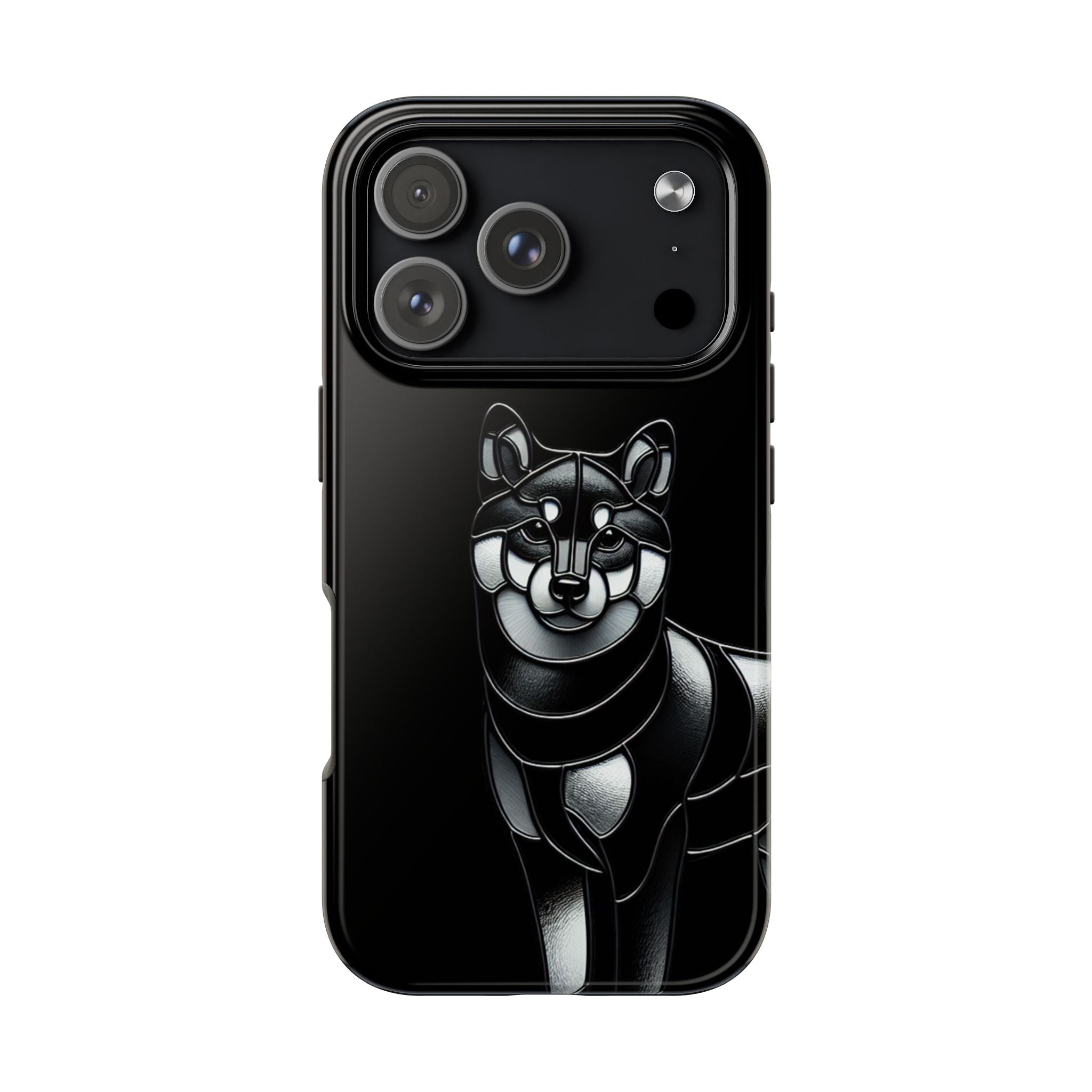 Wolf Silhouette Tough Phone Case — Black Geometric Wolf Protective Cover
