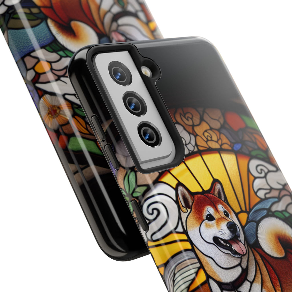 Shiba Inu Stained-Glass Tough Phone Case — Durable Protective Dog Art Cover