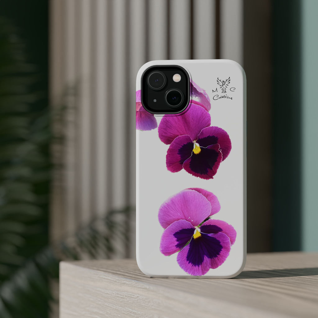 Pansy Blossom Magnetic Phone Case — Impact‑Resistant Floral iPhone Cover