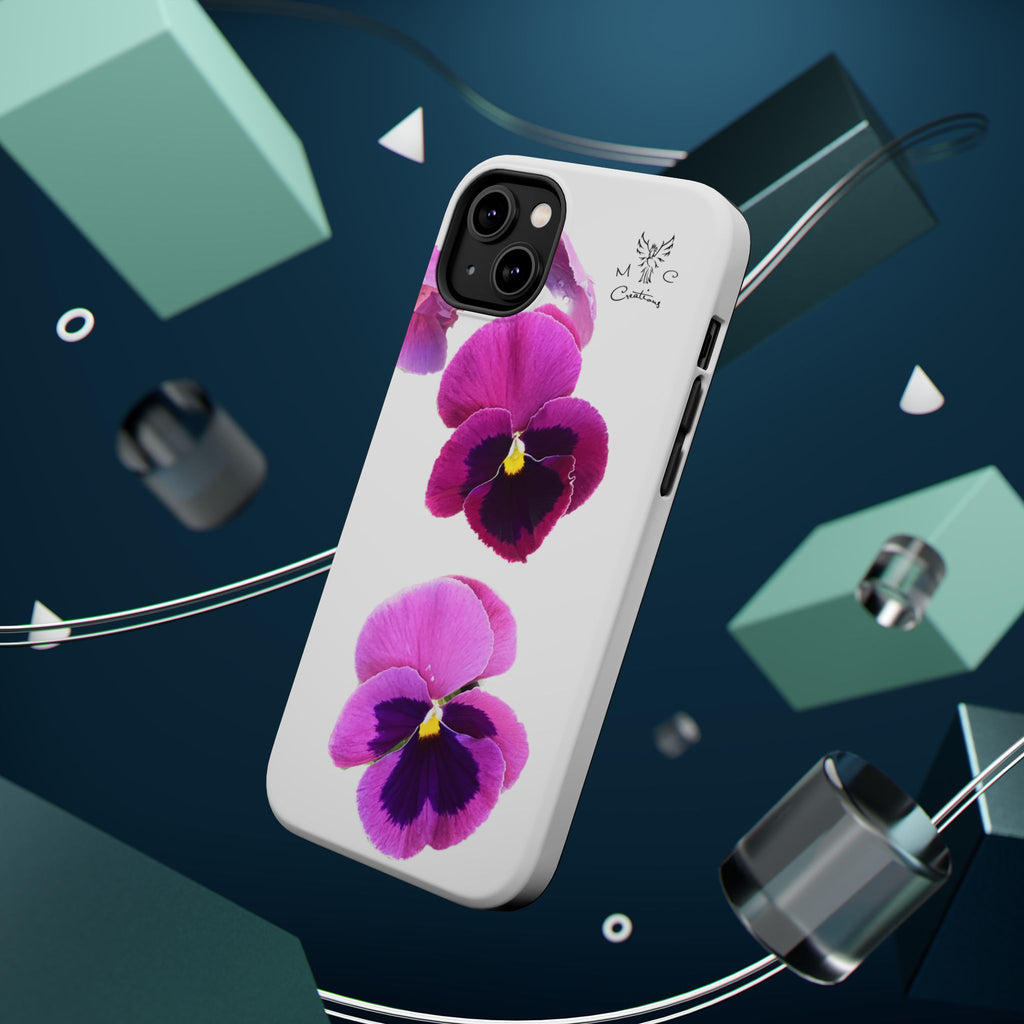 Pansy Blossom Magnetic Phone Case — Impact‑Resistant Floral iPhone Cover