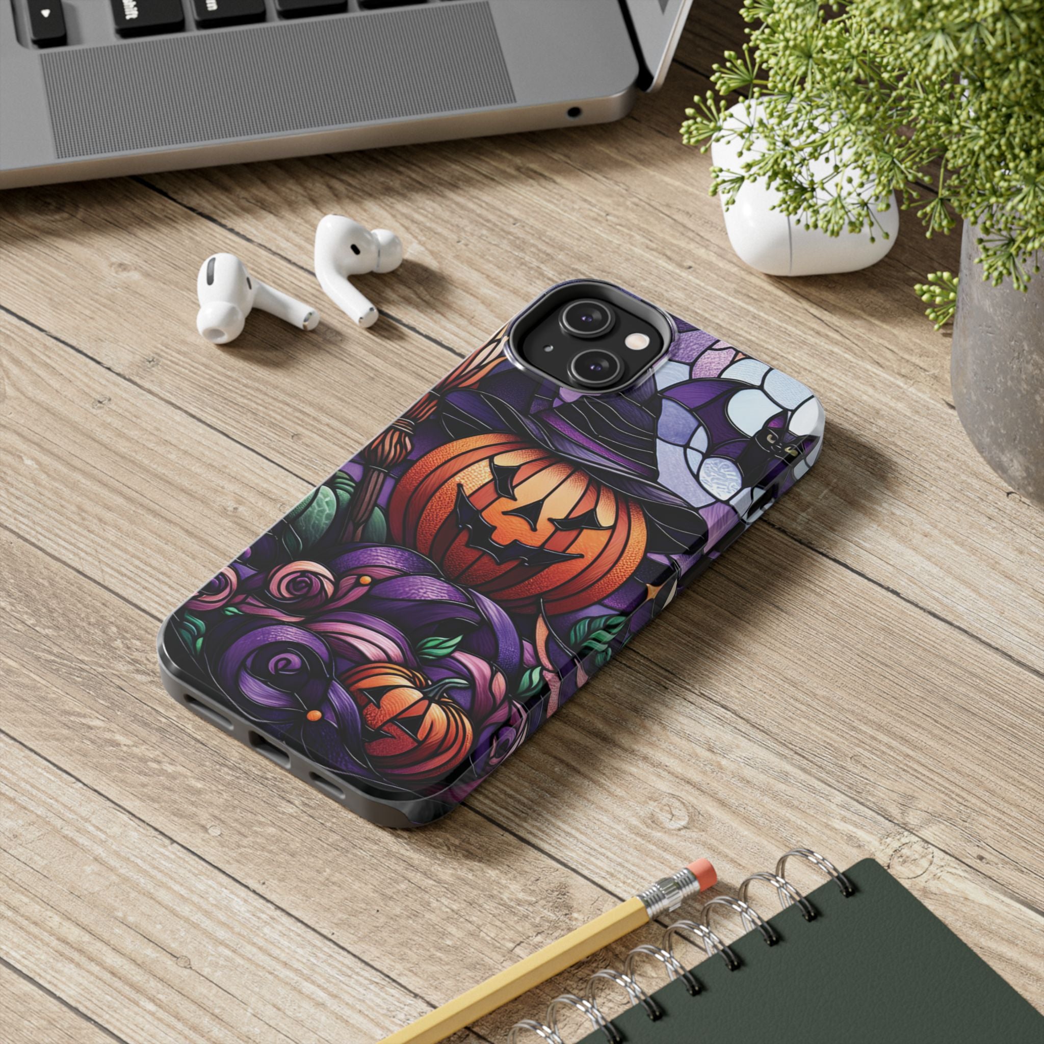 Halloween Jack-O'-Lantern Tough Phone Case — Spooky Pumpkin Witch Hat Design