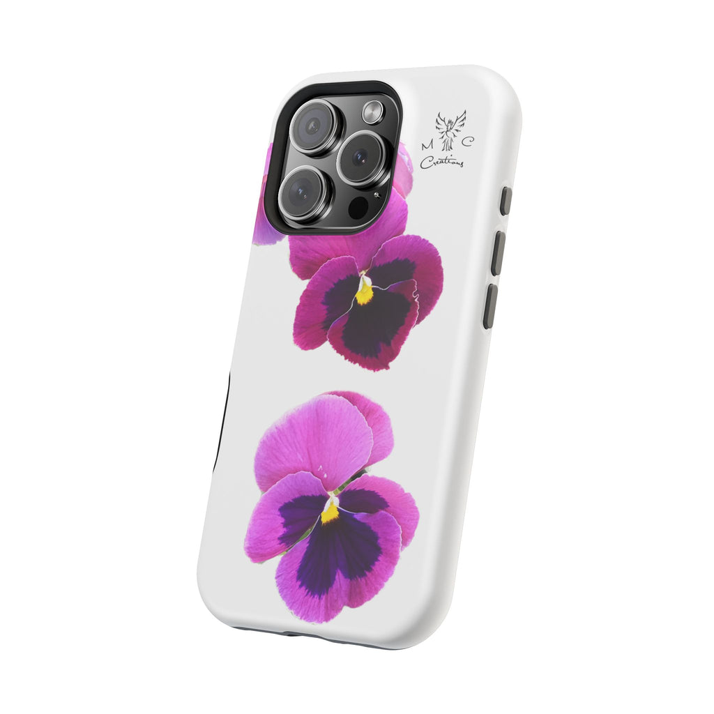 Pansy Blossom Magnetic Phone Case — Impact‑Resistant Floral iPhone Cover