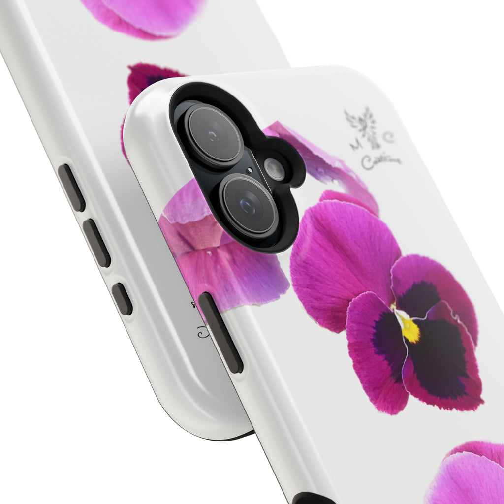 Pansy Blossom Magnetic Phone Case — Impact‑Resistant Floral iPhone Cover