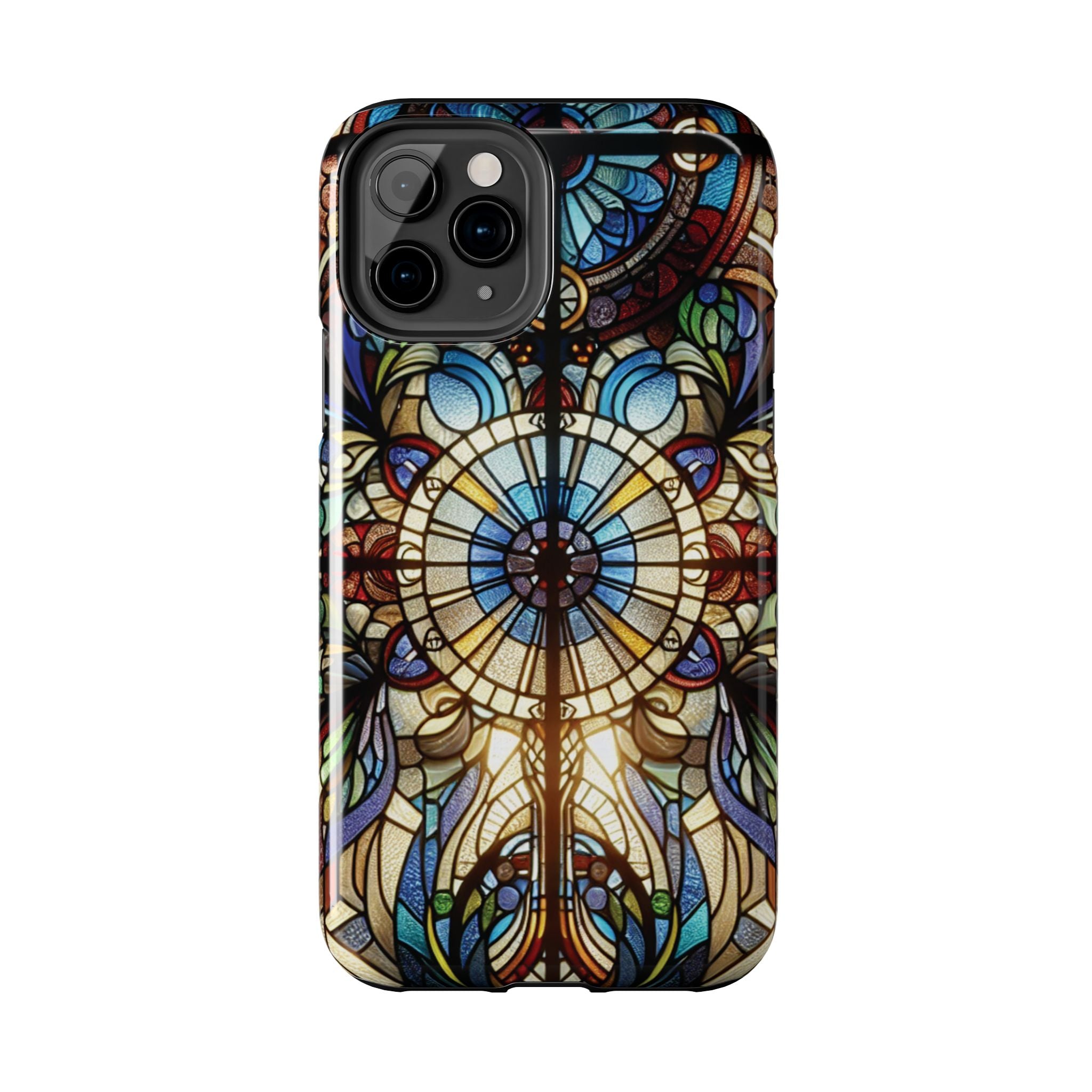 Stained Glass Mandala Tough Phone Case — Floral Vintage Art iPhone Cover