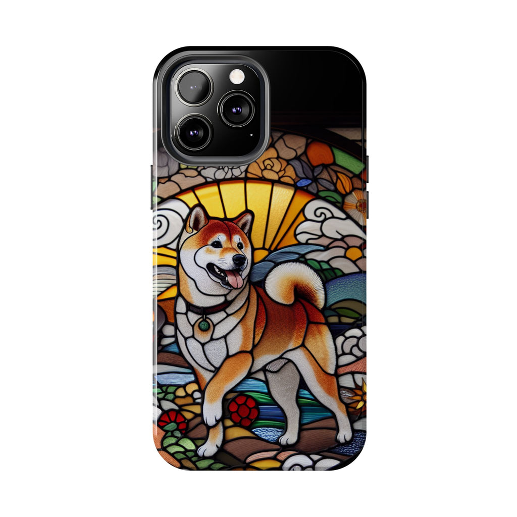Shiba Inu Stained-Glass Tough Phone Case — Durable Protective Dog Art Cover