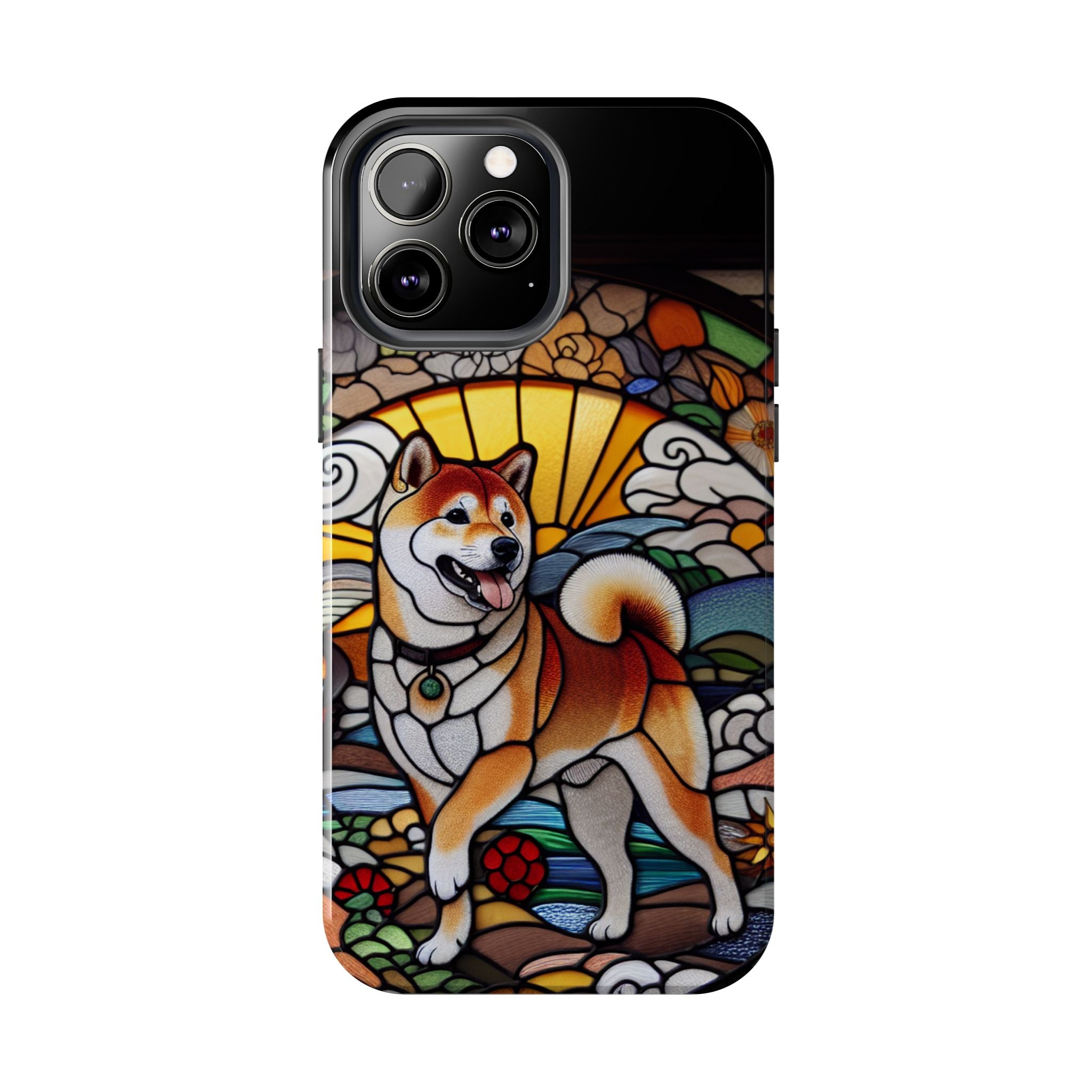 Shiba Inu Stained-Glass Tough Phone Case — Durable Protective Dog Art Cover