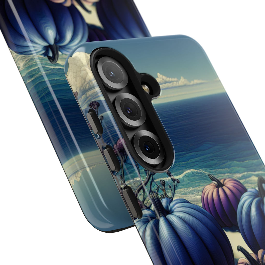 Blue Pumpkin Beach Tough Phone Case — Coastal Halloween Fall iPhone Cover