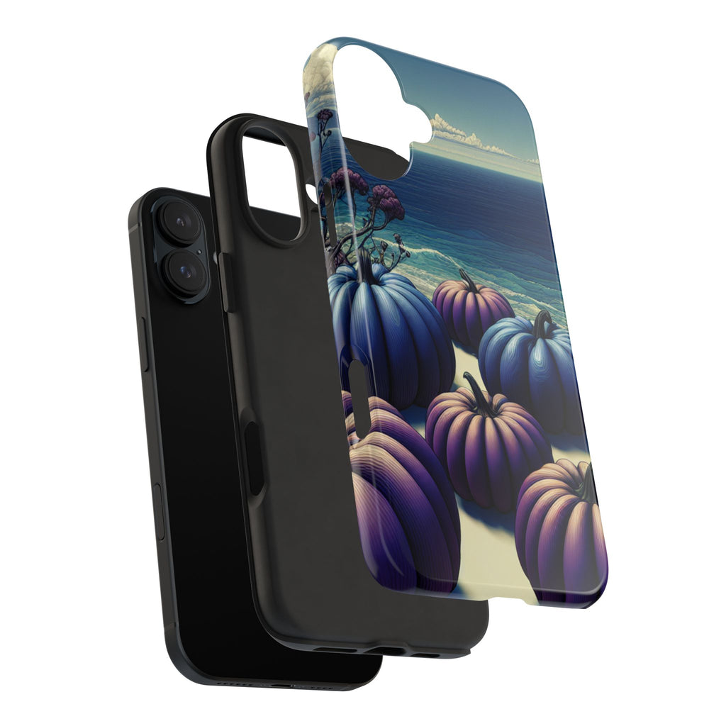 Blue Pumpkin Beach Tough Phone Case — Coastal Halloween Fall iPhone Cover