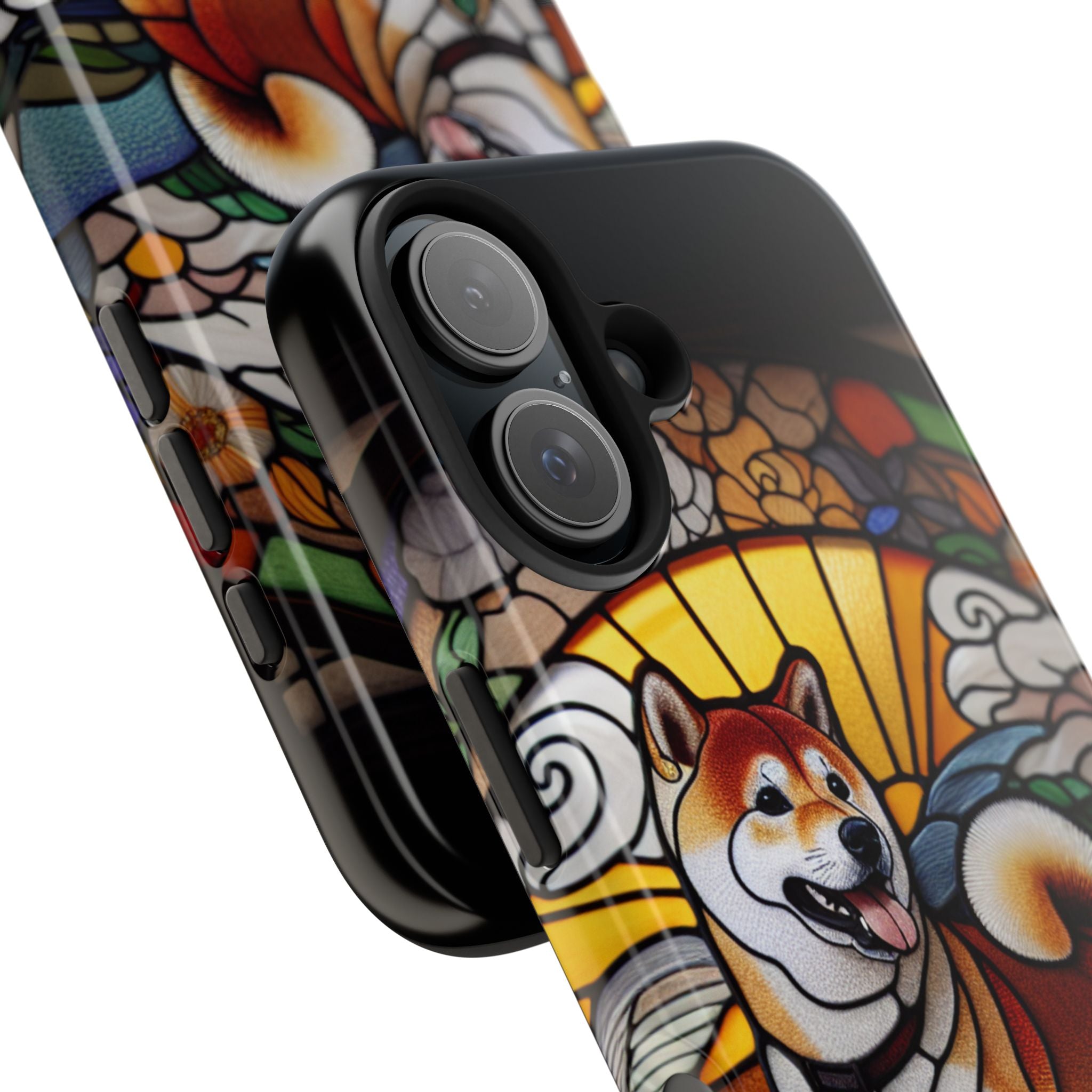 Shiba Inu Stained-Glass Tough Phone Case — Durable Protective Dog Art Cover