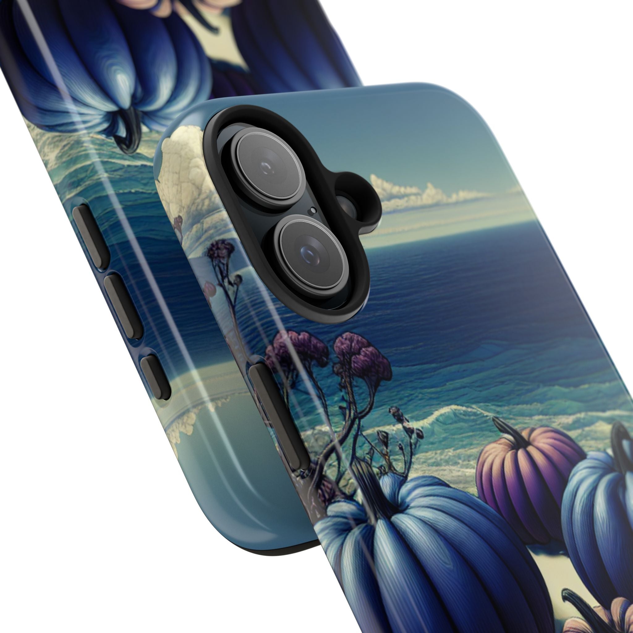 Blue Pumpkin Beach Tough Phone Case — Coastal Halloween Fall iPhone Cover