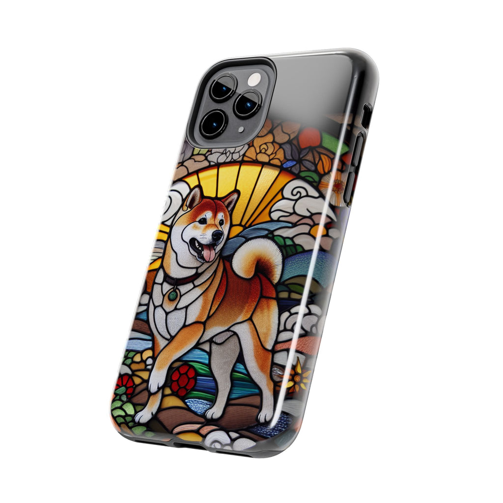 Shiba Inu Stained-Glass Tough Phone Case — Durable Protective Dog Art Cover