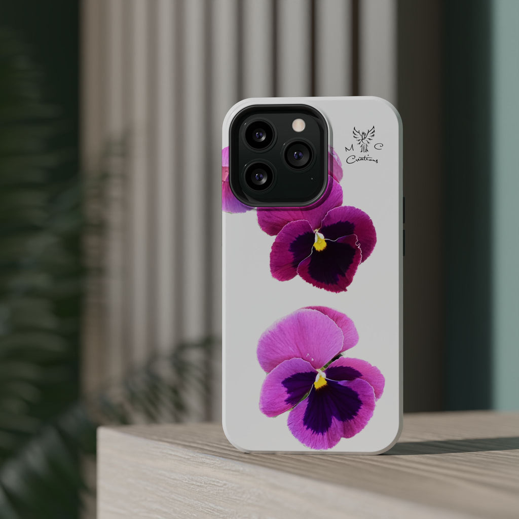 Pansy Blossom Magnetic Phone Case — Impact‑Resistant Floral iPhone Cover