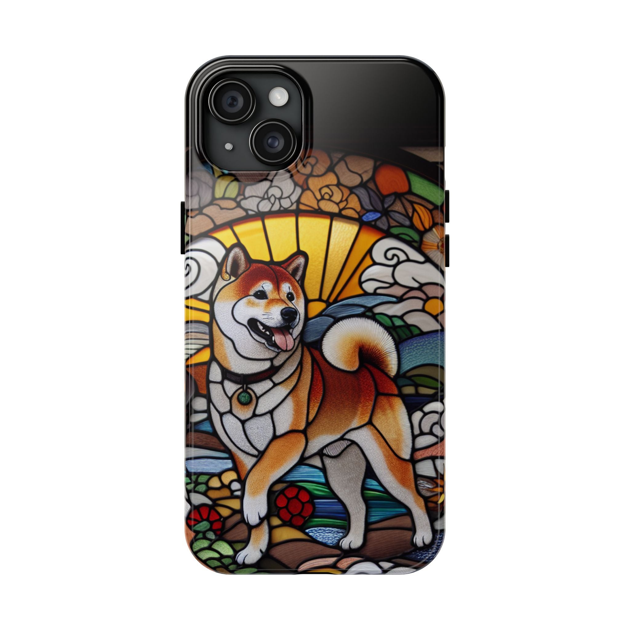 Shiba Inu Stained-Glass Tough Phone Case — Durable Protective Dog Art Cover