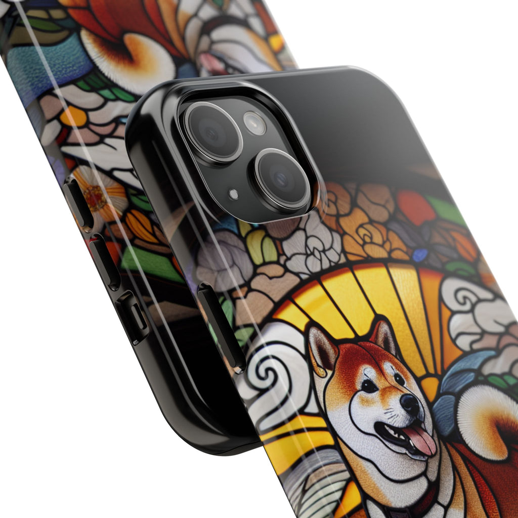 Shiba Inu Stained-Glass Tough Phone Case — Durable Protective Dog Art Cover