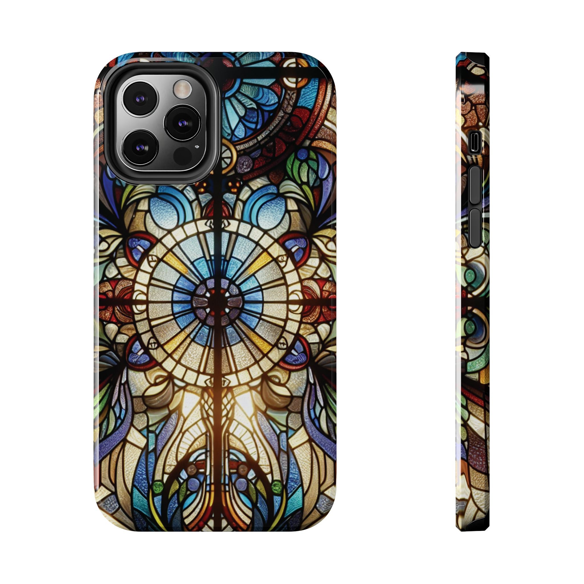 Stained Glass Mandala Tough Phone Case — Floral Vintage Art iPhone Cover